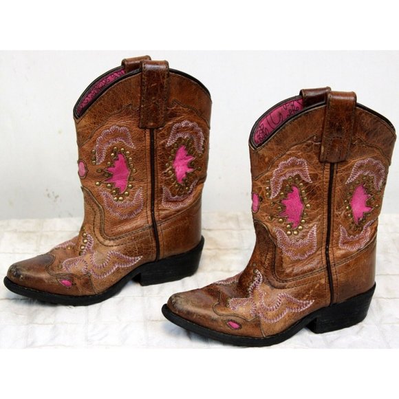 Smokey Mountain Cowboy Cowgirl boots Western Pink Girls 8.5R Country Horseback - Picture 3 of 10
